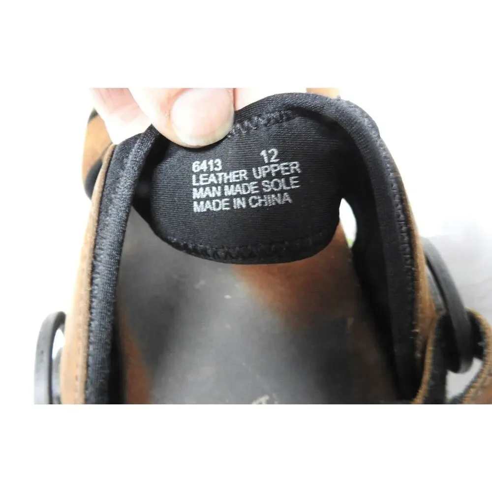 Minnetonka men's size 12 brown leather sandals shoes 6413